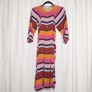 Tucker The Classic Knee Length Dress Mesa Stripe in Silk Stretch Georgette